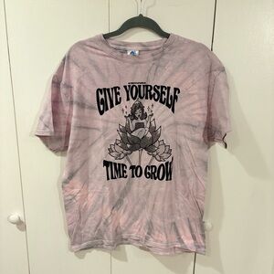 The Pulp Girls Tie Dye Tee “Give Yourself Time to Grow” Teen Pink Empowerment